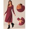 imageAllegra K Knit Sweater Dress for Womens 2024 Casual ALine Midi Pullover Dresses with PocketsBurgundy