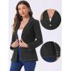 imageAllegra K Notched Lapel Blazer for Womens Denim Single Breasted Shoulder Pad Business Casual JacketsBlack