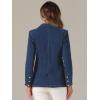 imageAllegra K Notched Lapel Blazer for Womens Denim Single Breasted Shoulder Pad Business Casual JacketsDark Blue