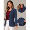 imageAllegra K Notched Lapel Blazer for Womens Denim Single Breasted Shoulder Pad Business Casual JacketsDark Blue