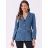 imageAllegra K Notched Lapel Blazer for Womens Denim Single Breasted Shoulder Pad Business Casual JacketsLight Blue