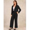 imageAllegra K Womens 2 Piece Set Business Casual Outfit Notched Lapel Crop Jacket Wide Leg Pant Work SuitsBlack