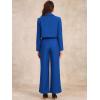 imageAllegra K Womens 2 Piece Set Business Casual Outfit Notched Lapel Crop Jacket Wide Leg Pant Work SuitsBlue