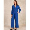 imageAllegra K Womens 2 Piece Set Business Casual Outfit Notched Lapel Crop Jacket Wide Leg Pant Work SuitsBlue