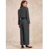 imageAllegra K Womens 2 Piece Set Business Casual Outfit Notched Lapel Crop Jacket Wide Leg Pant Work SuitsDark Grey