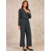 imageAllegra K Womens 2 Piece Set Business Casual Outfit Notched Lapel Crop Jacket Wide Leg Pant Work SuitsDark Grey