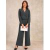 imageAllegra K Womens 2 Piece Set Business Casual Outfit Notched Lapel Crop Jacket Wide Leg Pant Work SuitsDark Grey