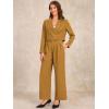 imageAllegra K Womens 2 Piece Set Business Casual Outfit Notched Lapel Crop Jacket Wide Leg Pant Work SuitsGolden Brown