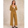 imageAllegra K Womens 2 Piece Set Business Casual Outfit Notched Lapel Crop Jacket Wide Leg Pant Work SuitsGolden Brown