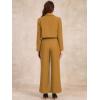 imageAllegra K Womens 2 Piece Set Business Casual Outfit Notched Lapel Crop Jacket Wide Leg Pant Work SuitsGolden Brown