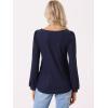 imageAllegra K Womens Square Collar Puff Long Sleeve Eyelet Tops Business Casual Shirts Tunic TopsNavy Blue