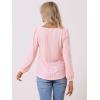 imageAllegra K Womens Square Collar Puff Long Sleeve Eyelet Tops Business Casual Shirts Tunic TopsPink