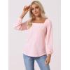 imageAllegra K Womens Square Collar Puff Long Sleeve Eyelet Tops Business Casual Shirts Tunic TopsPink