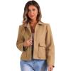 imageAllegra K Winter Cropped Coat for Womens Button Down Long Sleeve CoatKhaki