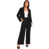 imageAllegra K Womens 2 Piece Set Business Casual Outfit Notched Lapel Crop Jacket Wide Leg Pant Work SuitsBlack