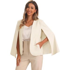 imageAllegra K Cape Sleeve Blazer for Womens Business Work Open Front Casual Jacket CoatWhite