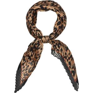 imageAllegra K Leopard Print Pleated Rhombus Scarf Neck Scarves Neckerchief for Women LadyBlack