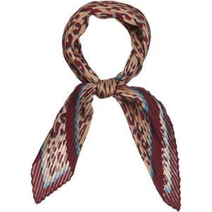 imageAllegra K Leopard Print Pleated Rhombus Scarf Neck Scarves Neckerchief for Women LadyWine Red