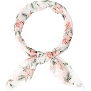 imageAllegra K Women Chiffon Scarves  256quot X256quot  Floral Print Square Kerchief Neck Scarf NeckerchiefWhite Red Floral