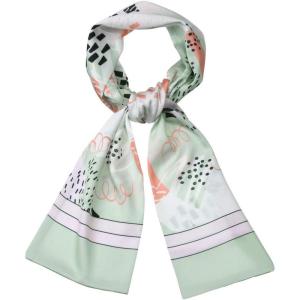 imageAllegra K Women Graffiti Polka Dot Stripe Scarf Neck Scarves Neckerchief Skinny Wrap HairbandLight Green