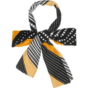 imageAllegra K Women Polka Dot Stripe Chain Print Long Skinny Scarf Neck Scarves Neckerchief HairbandBlack