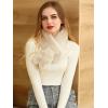 imageAllegra K Fluffy Faux Fur Collar Scarf Rabbit Ears Plush Neck Wrap Winter Warmer for WomenBeige