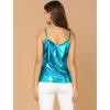 imageAllegra K Womens Metallic Shiny Party Tank Top Deep V Camisole TopsBlue