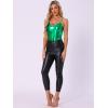 imageAllegra K Womens Metallic Shiny Party Tank Top Deep V Camisole TopsDark Green