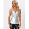 imageAllegra K Womens Metallic Shiny Party Tank Top Deep V Camisole TopsHolographic Silver