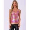 imageAllegra K Womens Metallic Shiny Party Tank Top Deep V Camisole TopsHot Pink