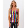 imageAllegra K Womens Metallic Shiny Party Tank Top Deep V Camisole TopsMulticolor