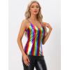 imageAllegra K Womens Metallic Shiny Party Tank Top Deep V Camisole TopsMulticolor