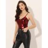 imageAllegra K Womens Metallic Shiny Party Tank Top Deep V Camisole TopsRed