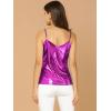 imageAllegra K Womens Metallic Shiny Party Tank Top Deep V Camisole TopsRose Red