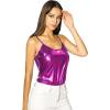 imageAllegra K Womens Metallic Shiny Party Tank Top Deep V Camisole TopsRose Red