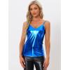 imageAllegra K Womens Metallic Shiny Party Tank Top Deep V Camisole TopsRoyal Blue