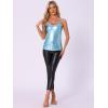 imageAllegra K Womens Metallic Shiny Party Tank Top Deep V Camisole TopsShiny Blue