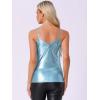 imageAllegra K Womens Metallic Shiny Party Tank Top Deep V Camisole TopsShiny Blue