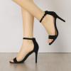 imageAllegra K Womens Suede Ankle Strap High Stiletto Heel SandalsBlack