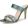 imageAllegra K Womens Glitter Rhinestone Stiletto Heels SandalsGreen