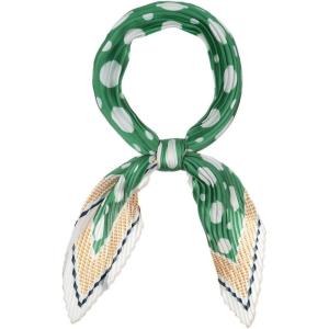 imageAllegra K 50s Pleated Neck Scarf for Women Rhombus Handkerchief Polka Dots Bandana Hair Wraps HeadbandsGreen White