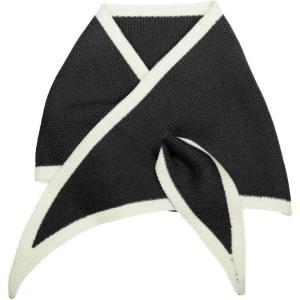 imageAllegra K Contrast Color Triangle Neck Scarves Knit Scarf Neckerchief Winter Shawl for WomenBlack