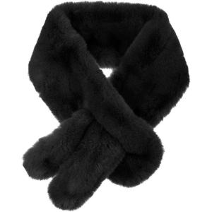 imageAllegra K Fluffy Faux Fur Collar Scarf Rabbit Ears Plush Neck Wrap Winter Warmer for WomenBlack