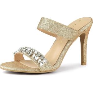 imageAllegra K Womens Glitter Rhinestone Stiletto Heels SandalsGold