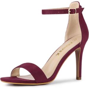 imageAllegra K Womens Suede Ankle Strap High Stiletto Heel SandalsBurgundy