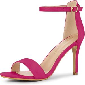 imageAllegra K Womens Suede Ankle Strap High Stiletto Heel SandalsHot Pink