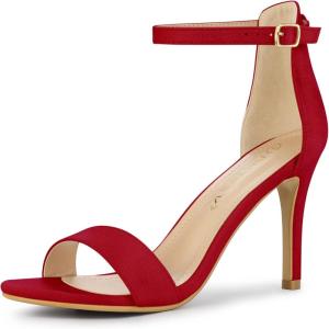 imageAllegra K Womens Suede Ankle Strap High Stiletto Heel SandalsRed