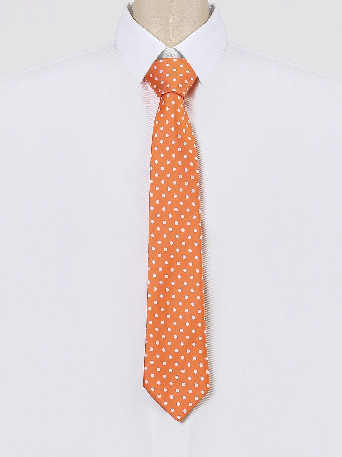 imageAllegra K Mens Self Tied Polka Dots Wide Business Formal Necktie Wedding TiesOrange