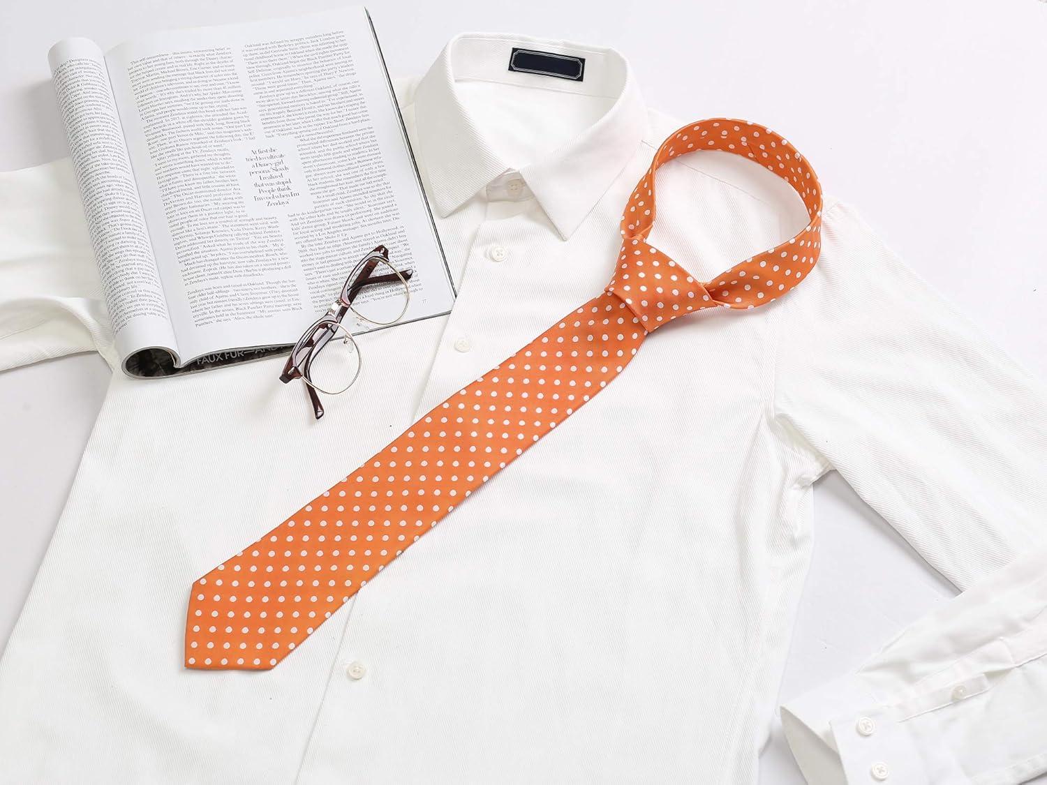 imageAllegra K Mens Self Tied Polka Dots Wide Business Formal Necktie Wedding TiesOrange