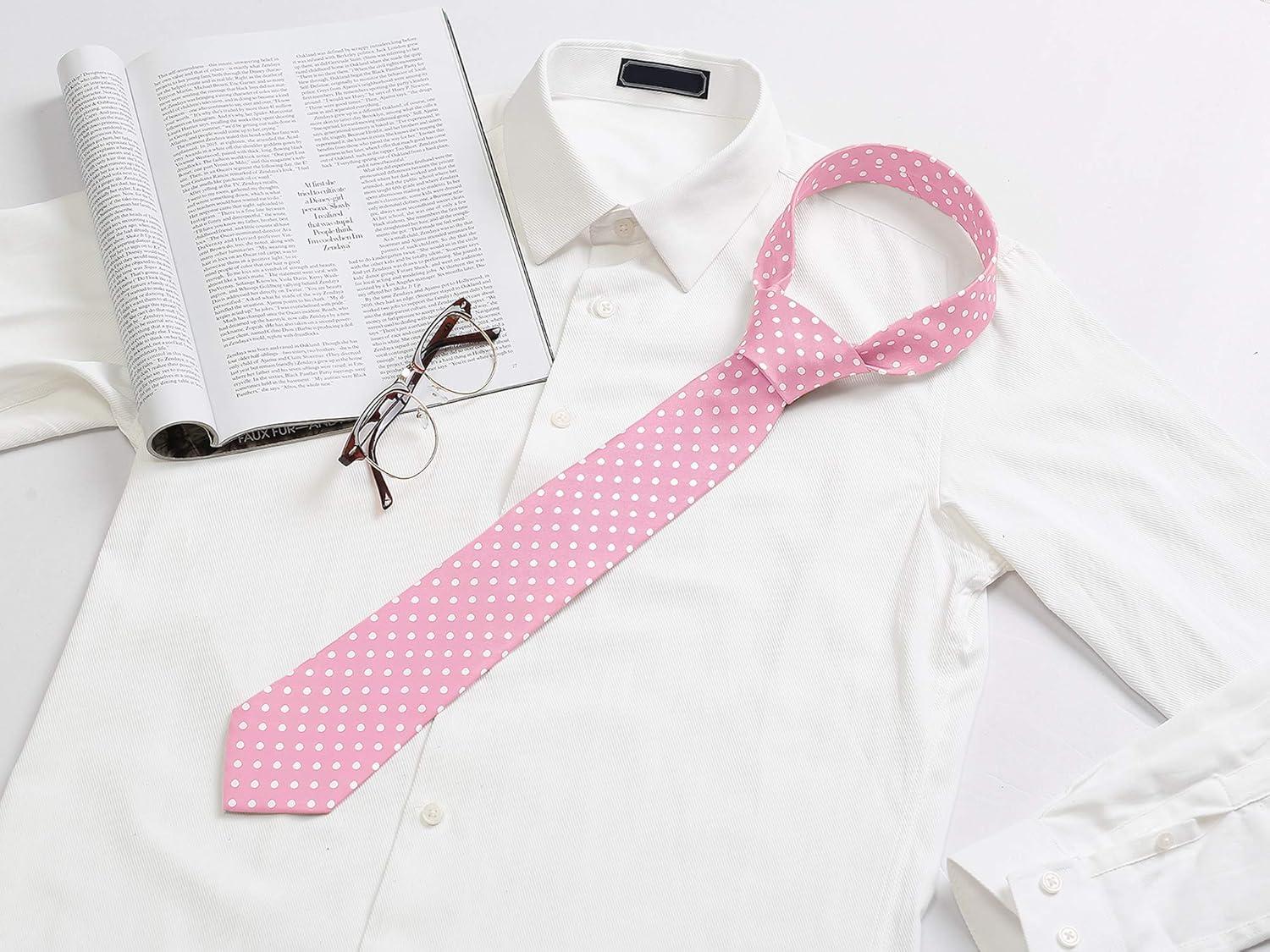 imageAllegra K Mens Self Tied Polka Dots Wide Business Formal Necktie Wedding TiesPink